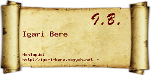 Igari Bere névjegykártya